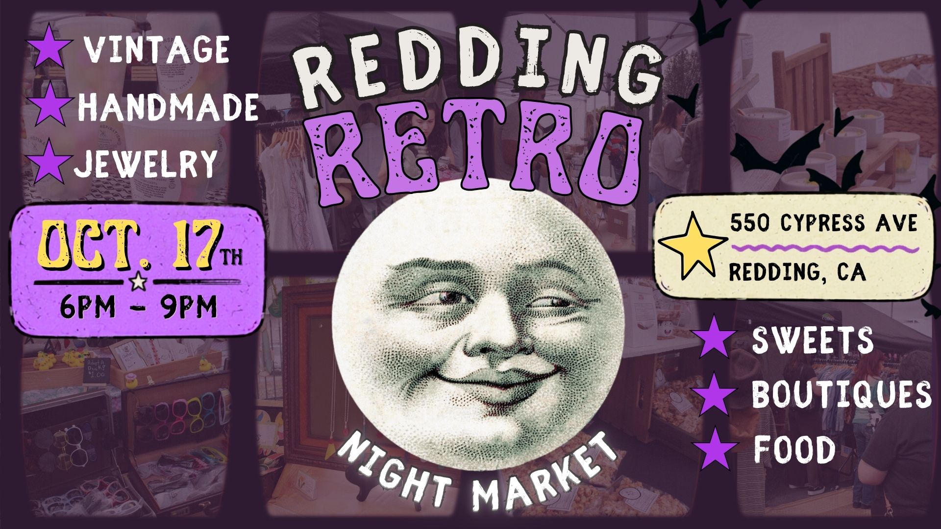 Redding Retro Markets Facebook ad: REDDING RETRO- HALLOWEEN NIGHT MARKET!
