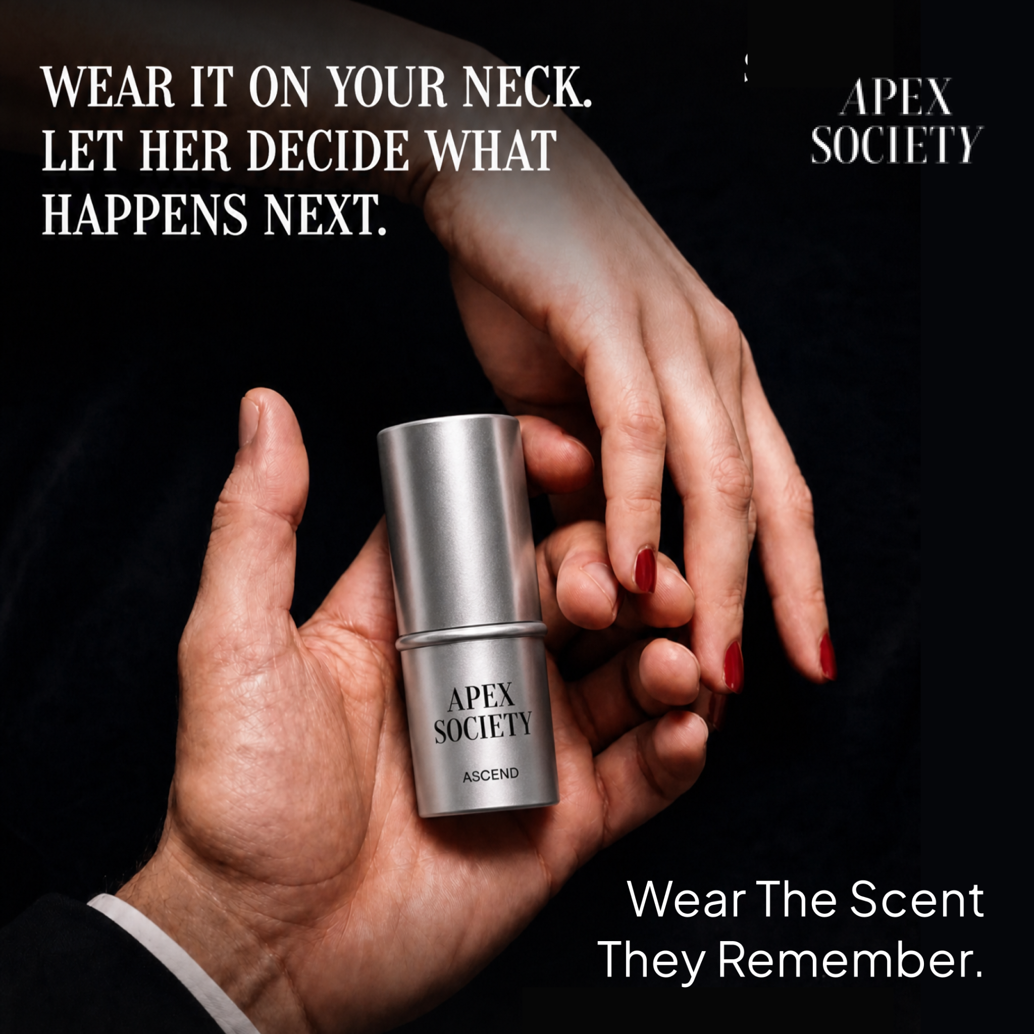 Apex Society - Solid Cologne Stick Facebook ad: The Scent That Makes Her Lean In