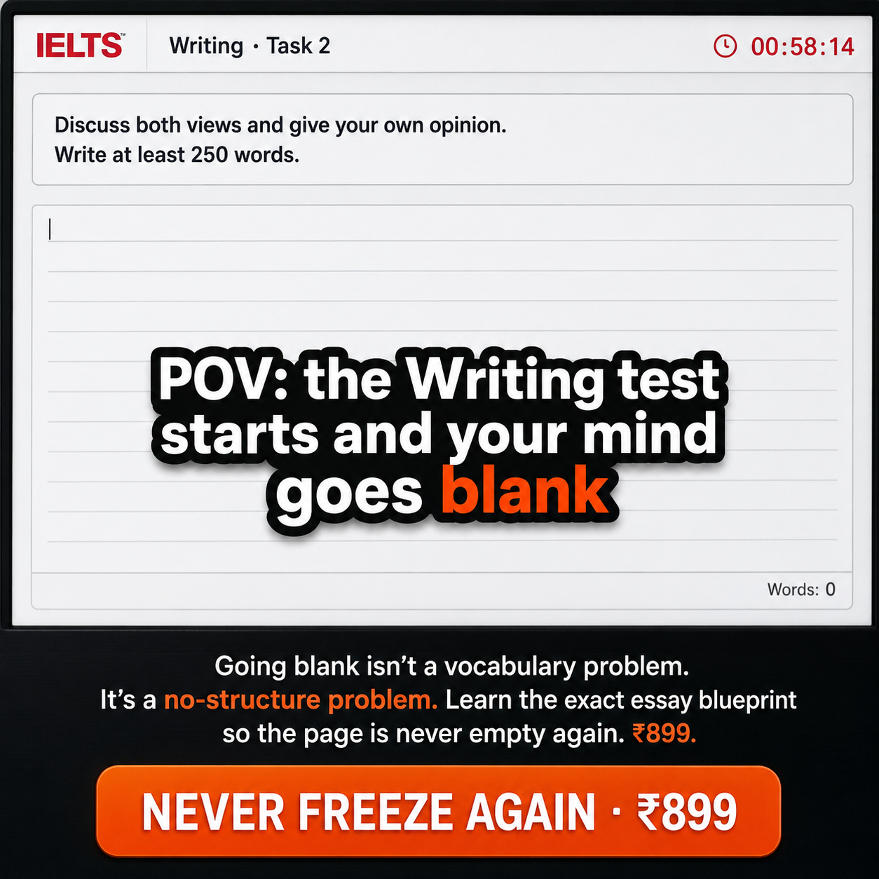 IELTS Band Accelerator Facebook ad: Get IELTS Exam Ready Under 72 Hours