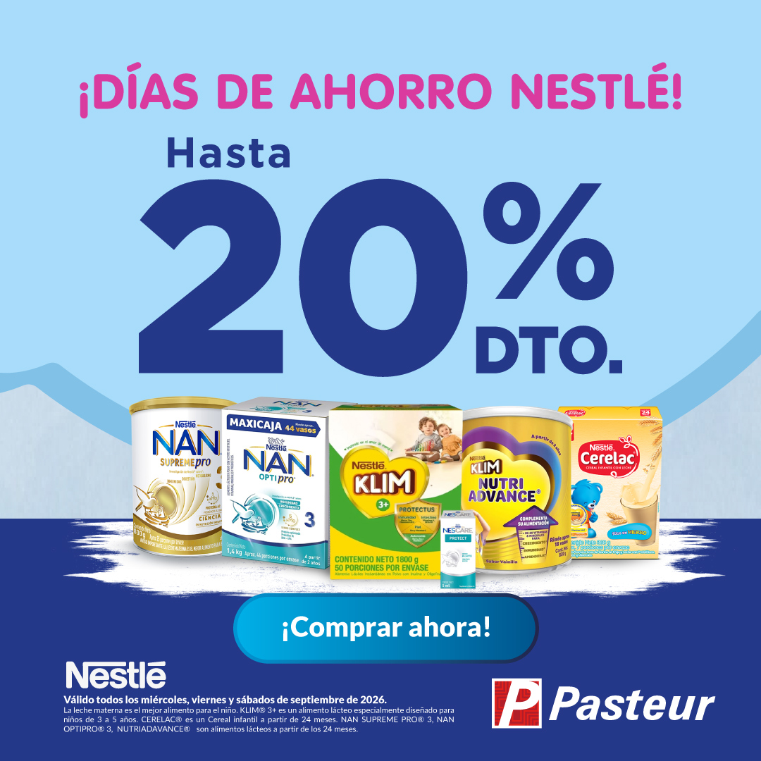 Farmacias Pasteur Facebook ad: ¡Miércoles del BEBÉ Nestlé!