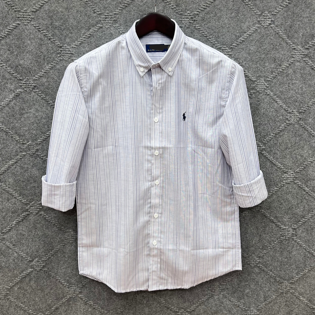 White Tailor Facebook ad: Gray stripe full sleeve premium cotton shirt for men