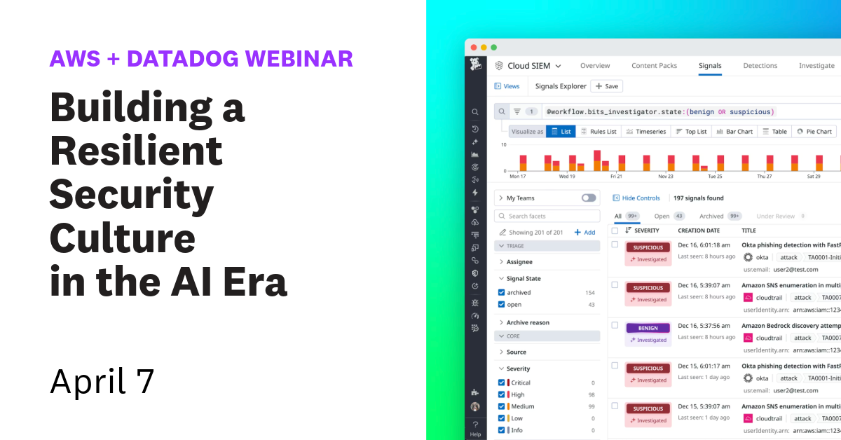 Datadog Webinars Facebook ad from Mar 26, 2026