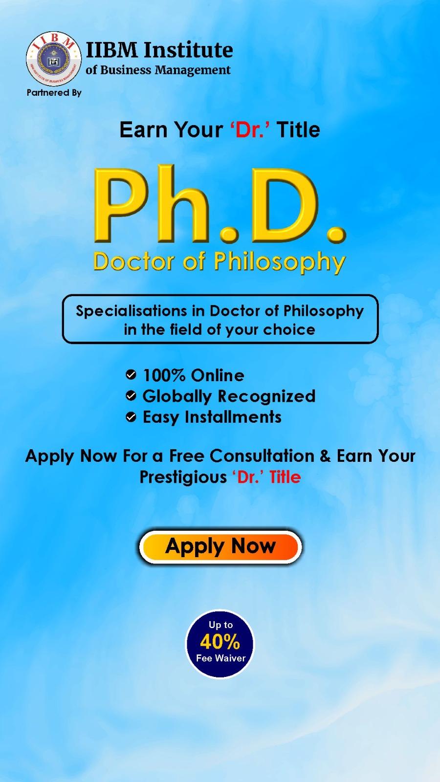 IIBM Institute of Business Management - Doctor of Business Administration Facebook ad