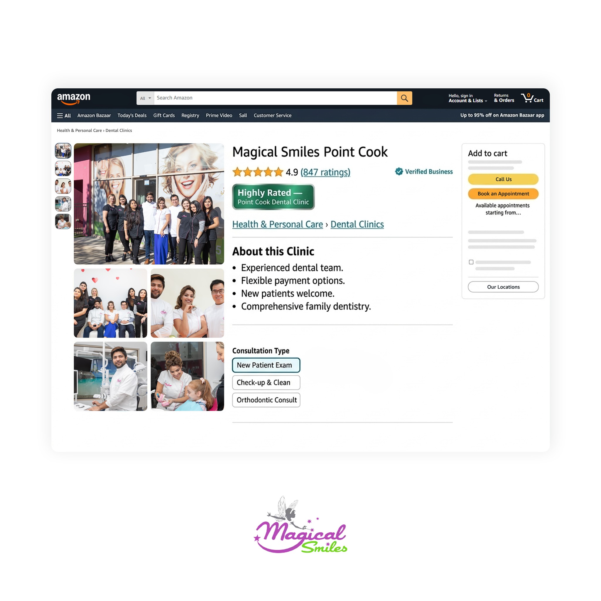 Magical Smiles Facebook ad: You don’t usually choose a dentist because of…