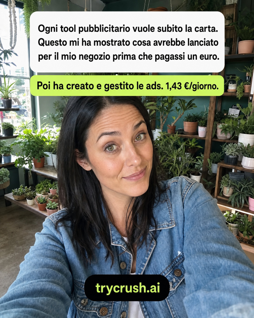 trycrush.ai Facebook ad: Mi ha mostrato il piano prima del prezzo
