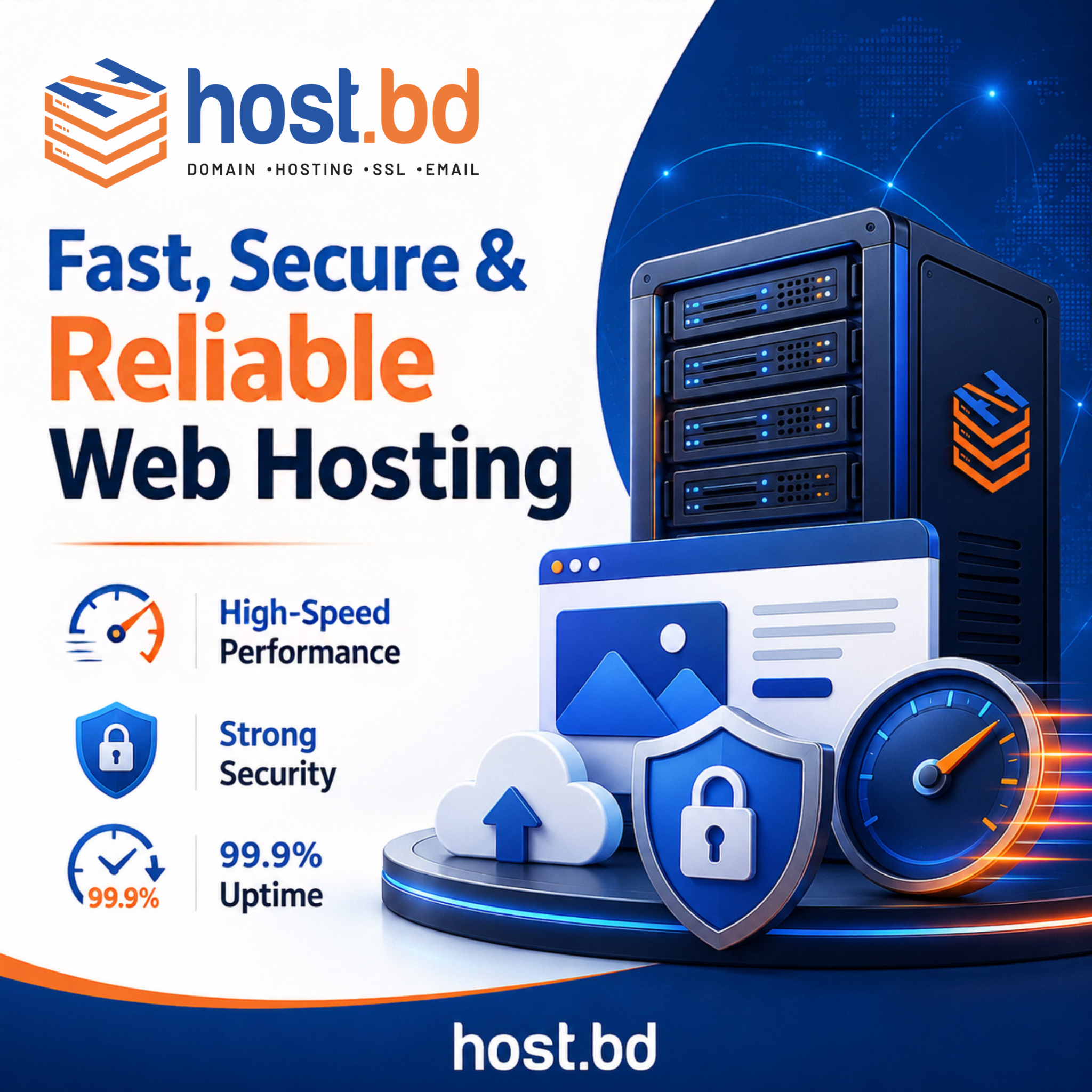 Host.bd Facebook ad: Fast, Secure & Reliable Web Hosting