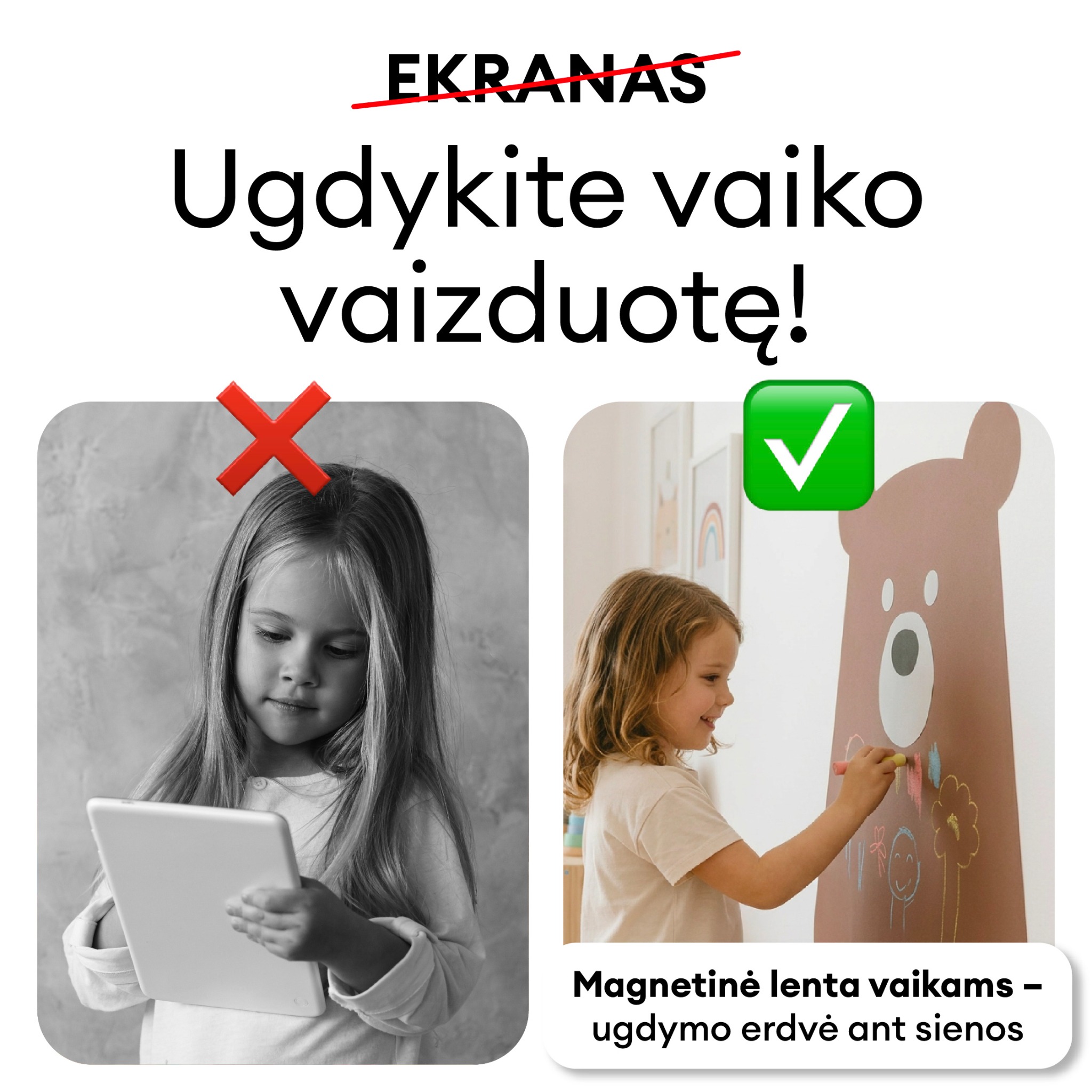 Mago.lt Facebook ad: Magnetinės lentos vaikams