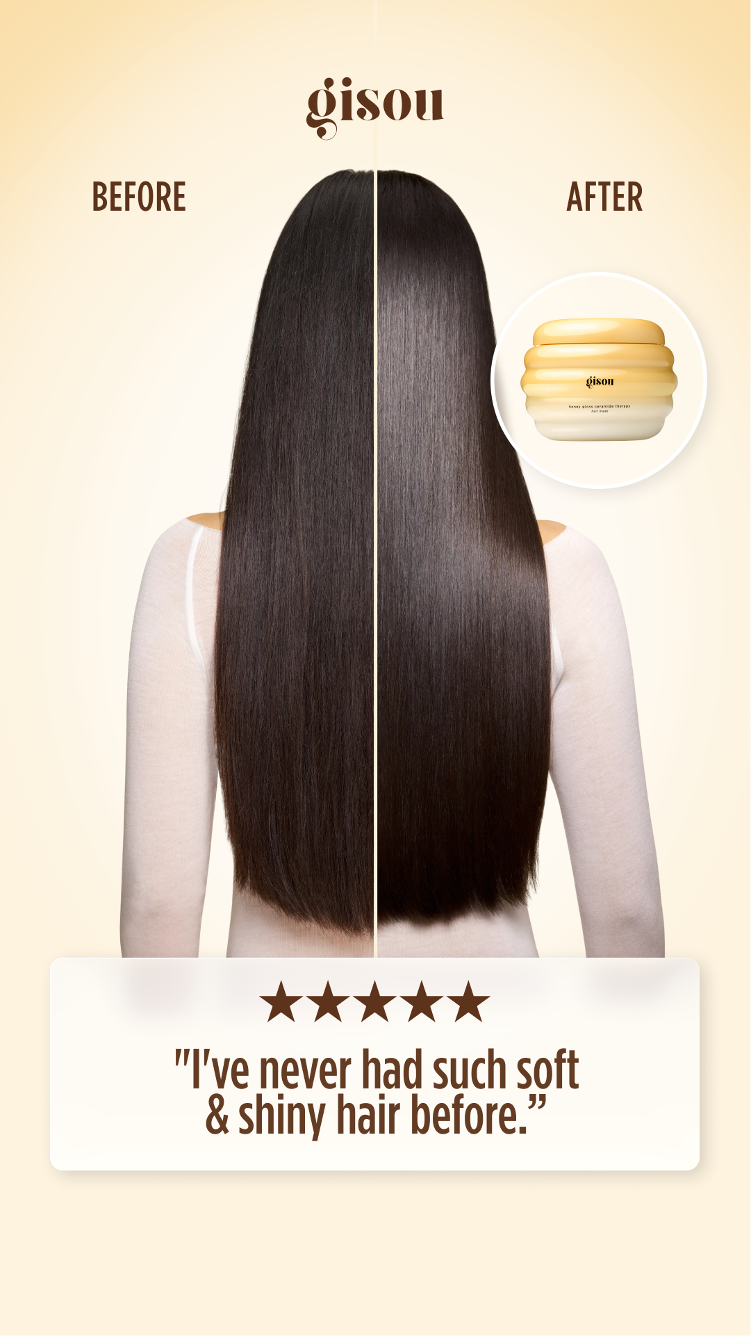Gisou Facebook ad: Gisou Honey Gloss Ceramide Therapy Hair Mask.
