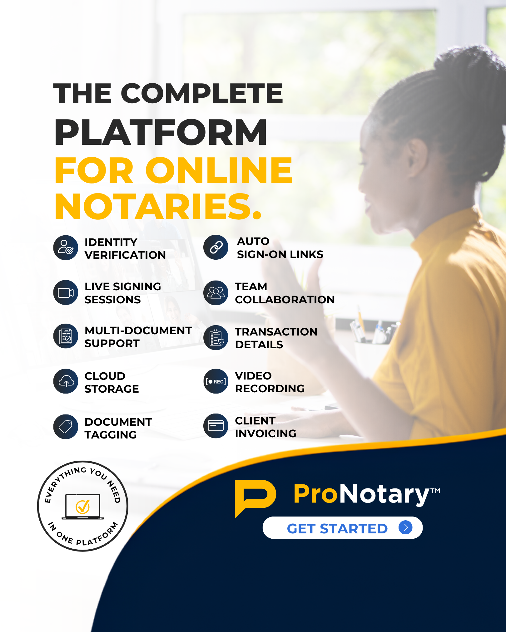 ProNotary Facebook ad: The Complete Platform for Online Notaries.