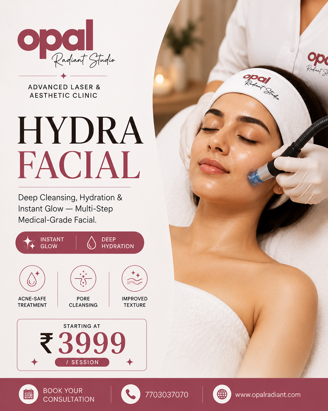 Opalradiant Facebook ad: Big event coming up? Get fresh, glowing and camera-ready…