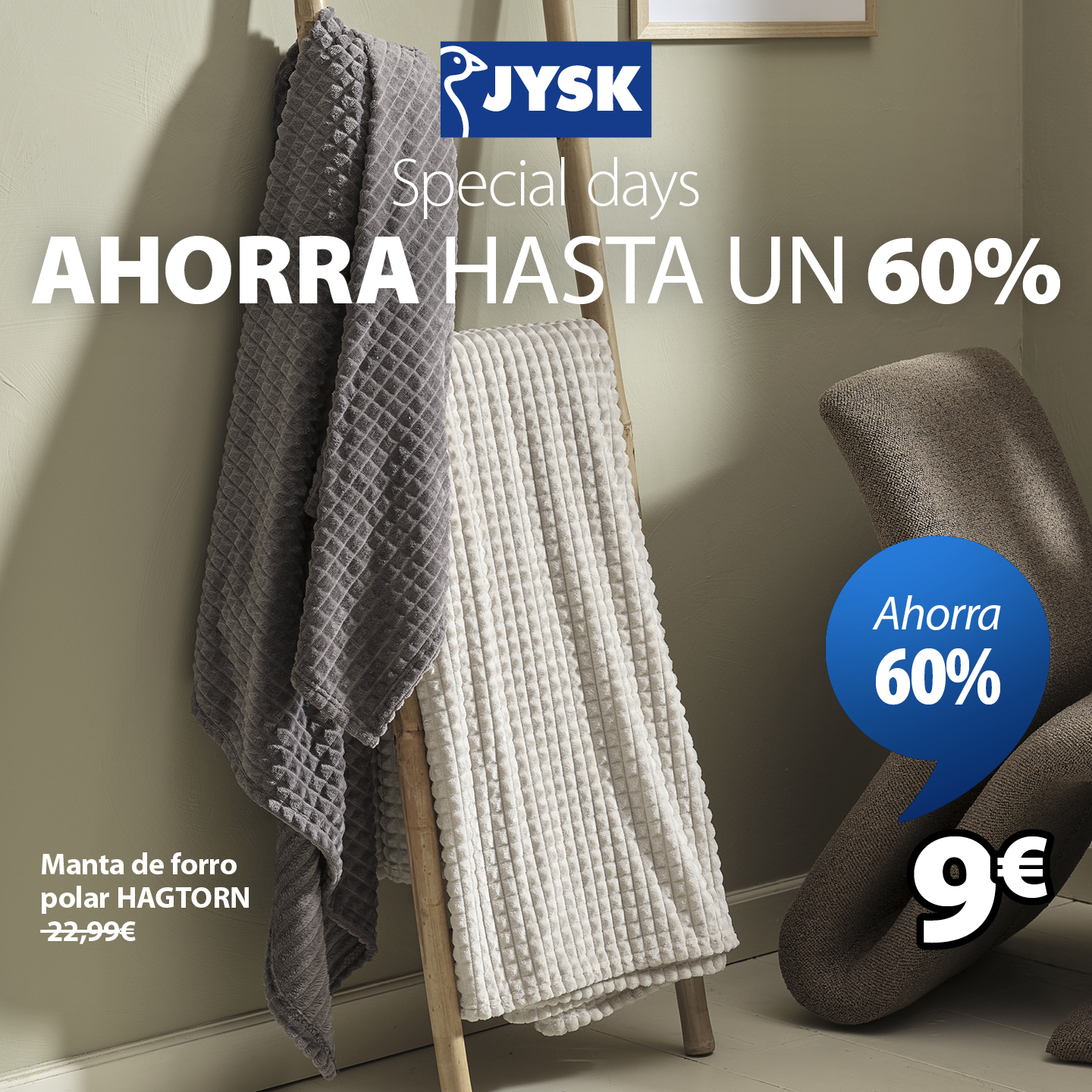 JYSK España Facebook ad: Special Days: ahorra hasta un 60%
