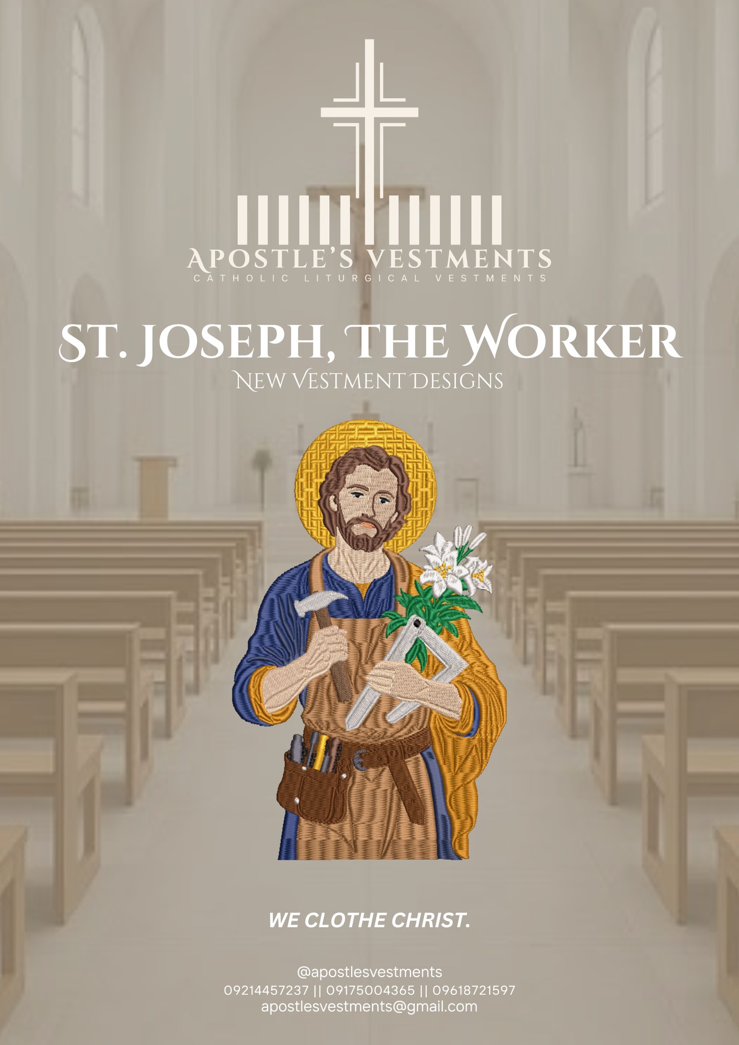 Apostle’s Vestments Facebook ad: ST. JOSEPH, THE WORKER VESTMENT COLLECTION