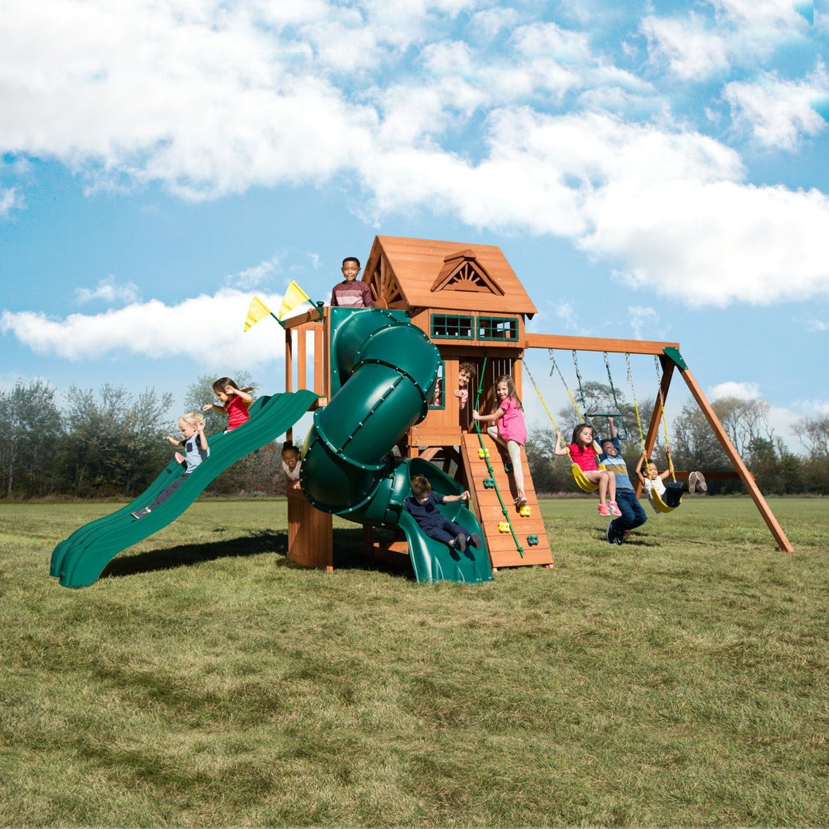 KidKraft Facebook ad: Swing sets that transform ordinary afternoons into…