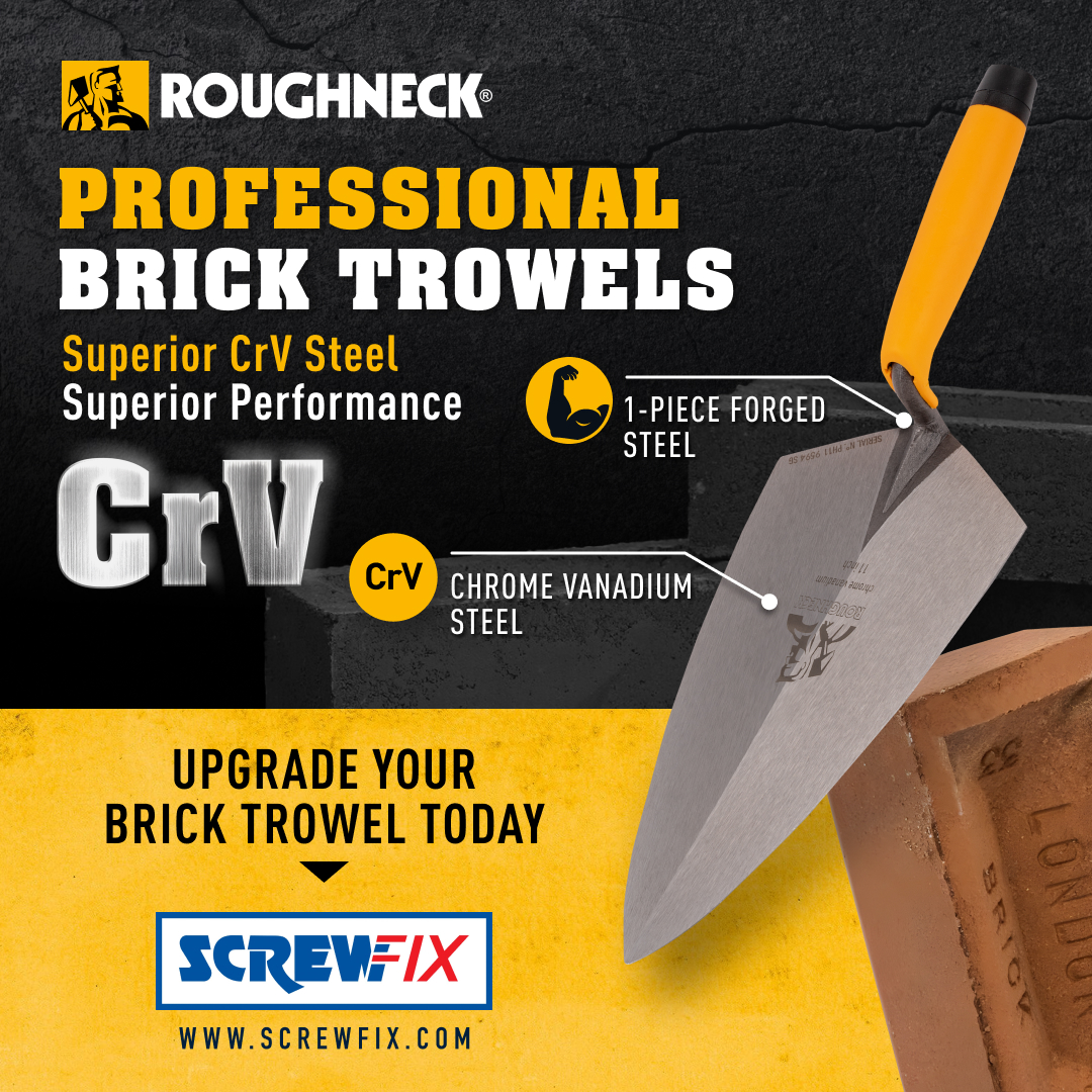 Roughneck Tools Facebook ad: Built Tough for Bricklayers