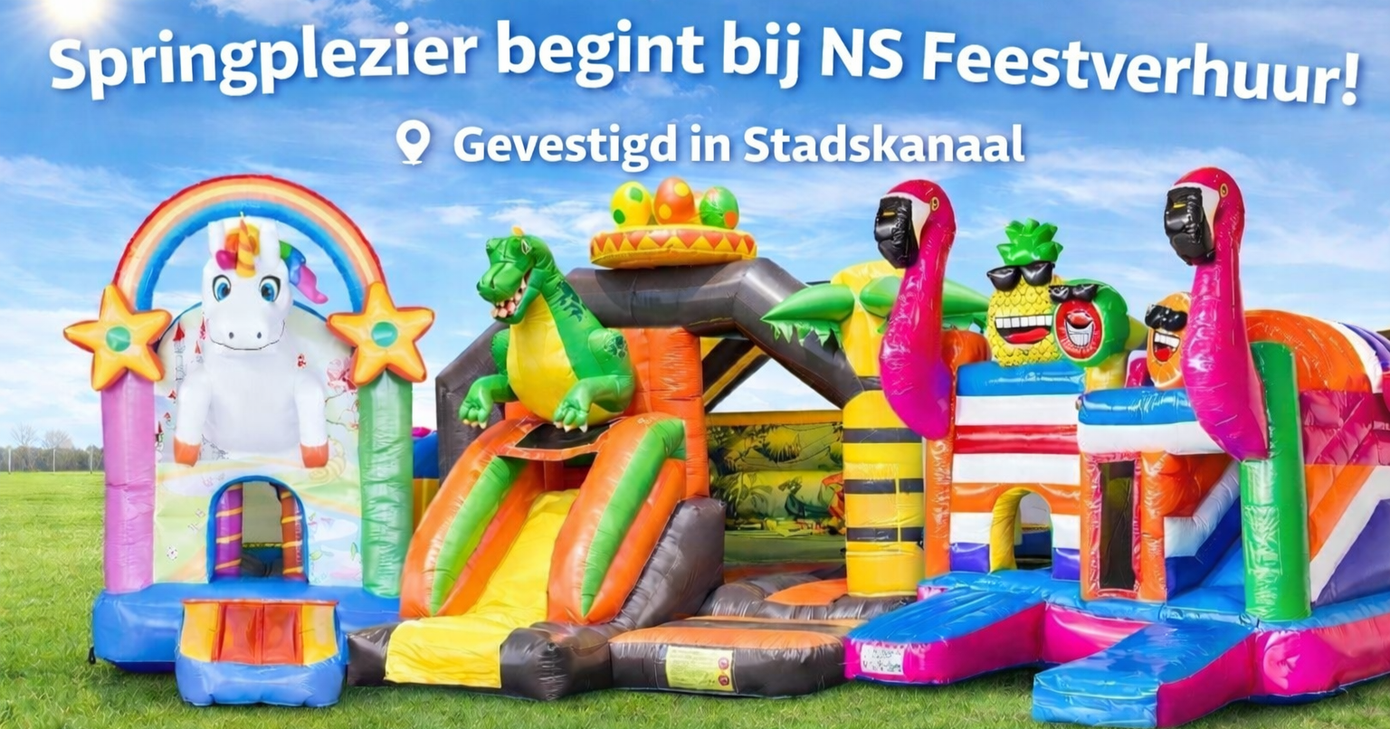 NS feestverhuur Facebook ad: Springplezier begint bij NS Feestverhuur!