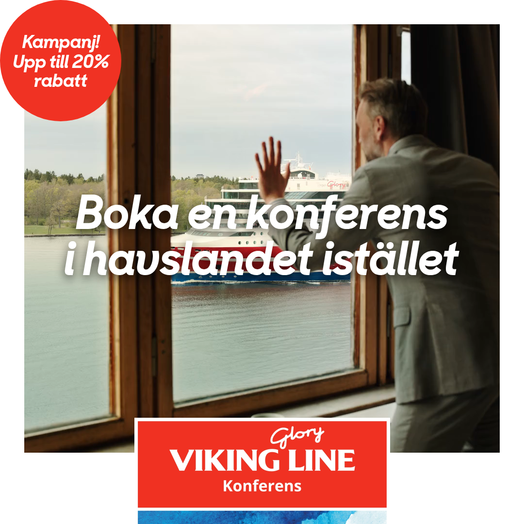 Viking Line Sverige Facebook ad: Boka en oväntat kul dygnskonferens i havslandet.