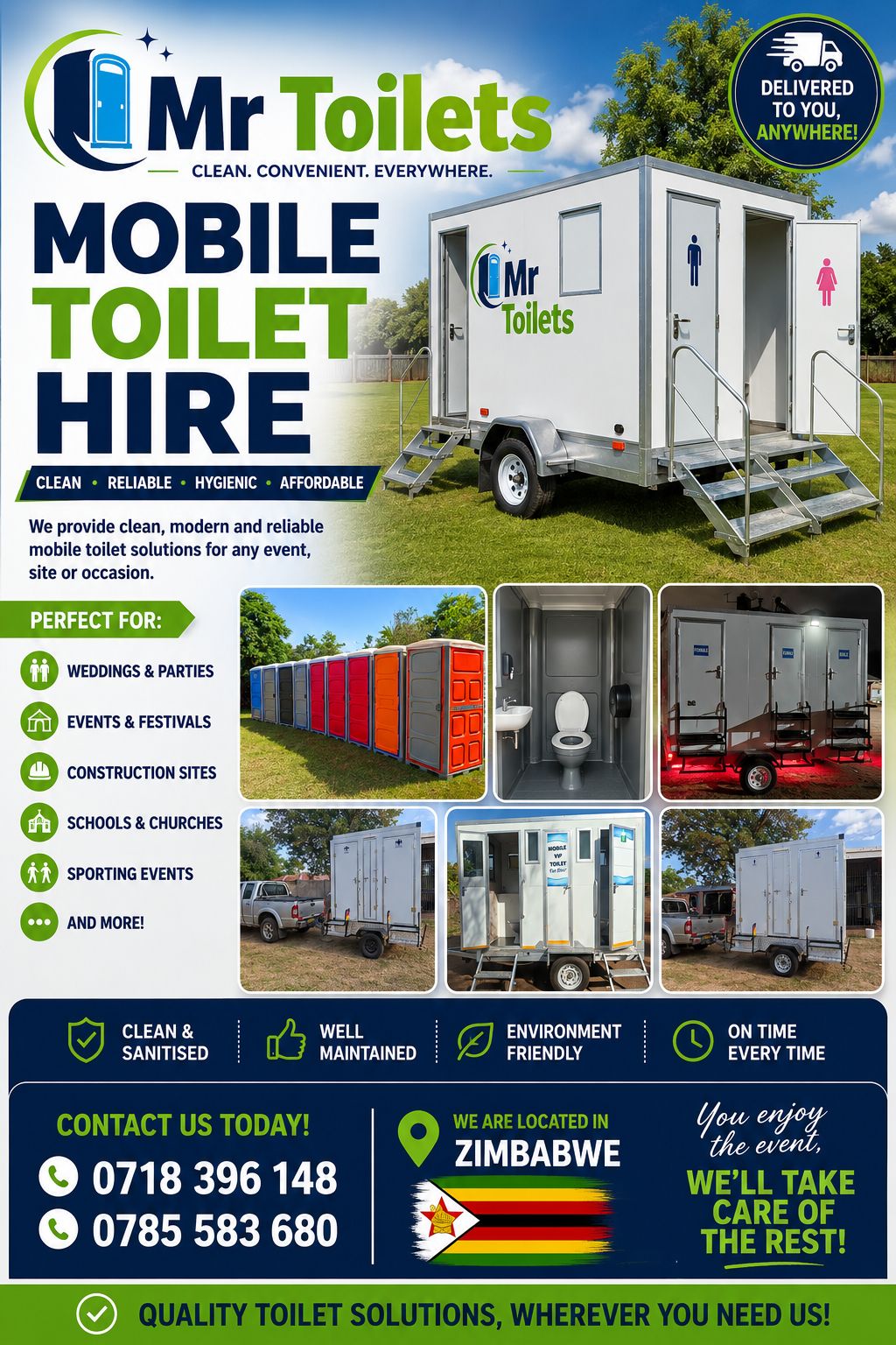 Mr. Toilets Facebook ad: Portable Toilets, Mobile Toilets, VIP Mobile Toilets, Tents…
