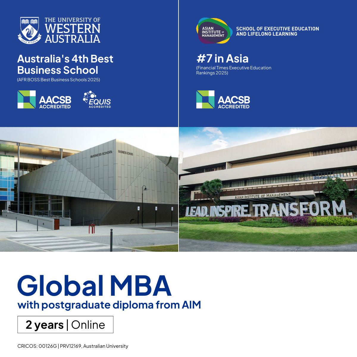 The University of Western Australia Global MBA with PG Diploma from AIM Facebook ad
