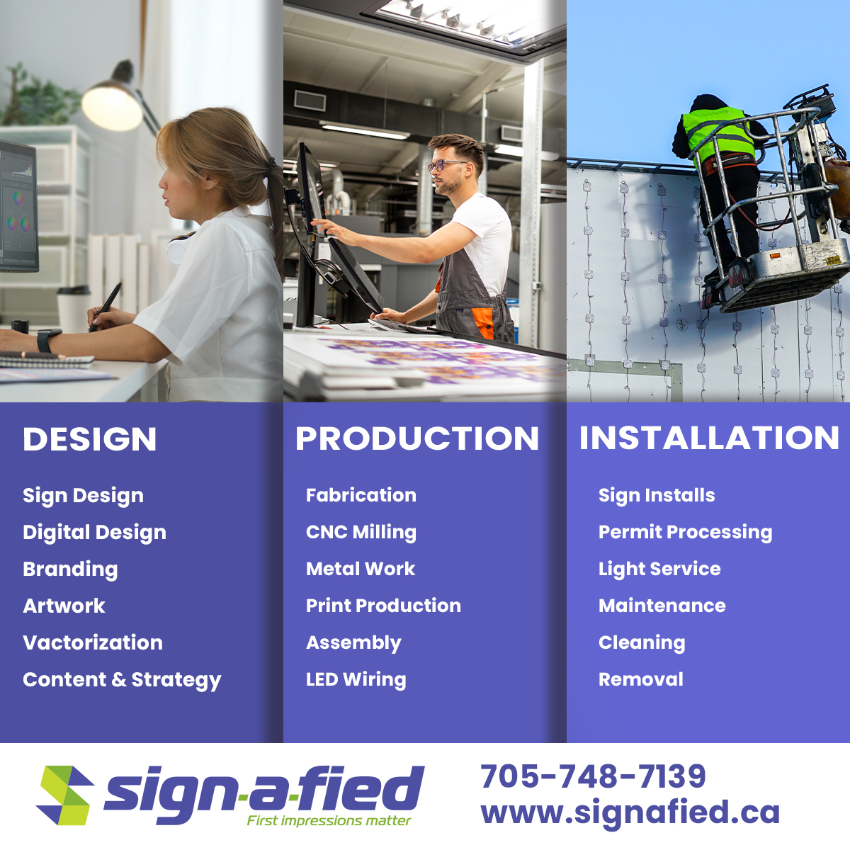 Signafied Facebook ad: A-Z Sign service and manufacturing is our specialty!