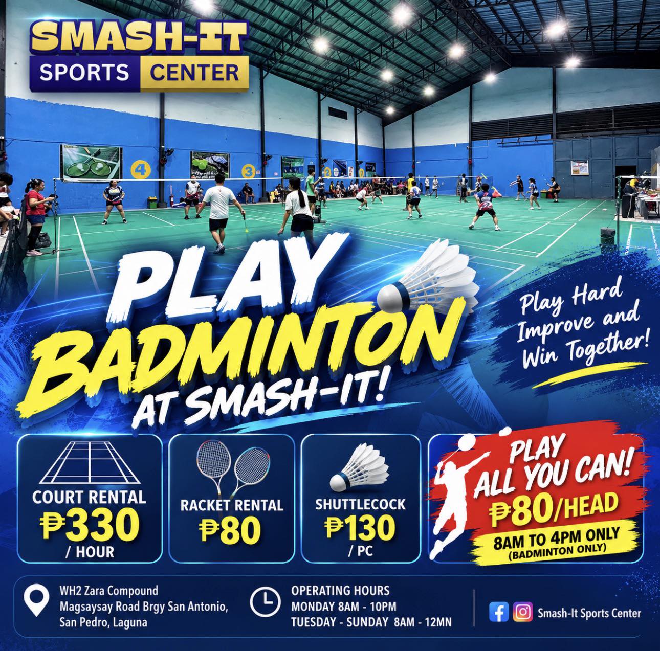 Smash-It Sports Center Facebook ad: GAME ON AT SMASH-IT SPORTS CENTER!