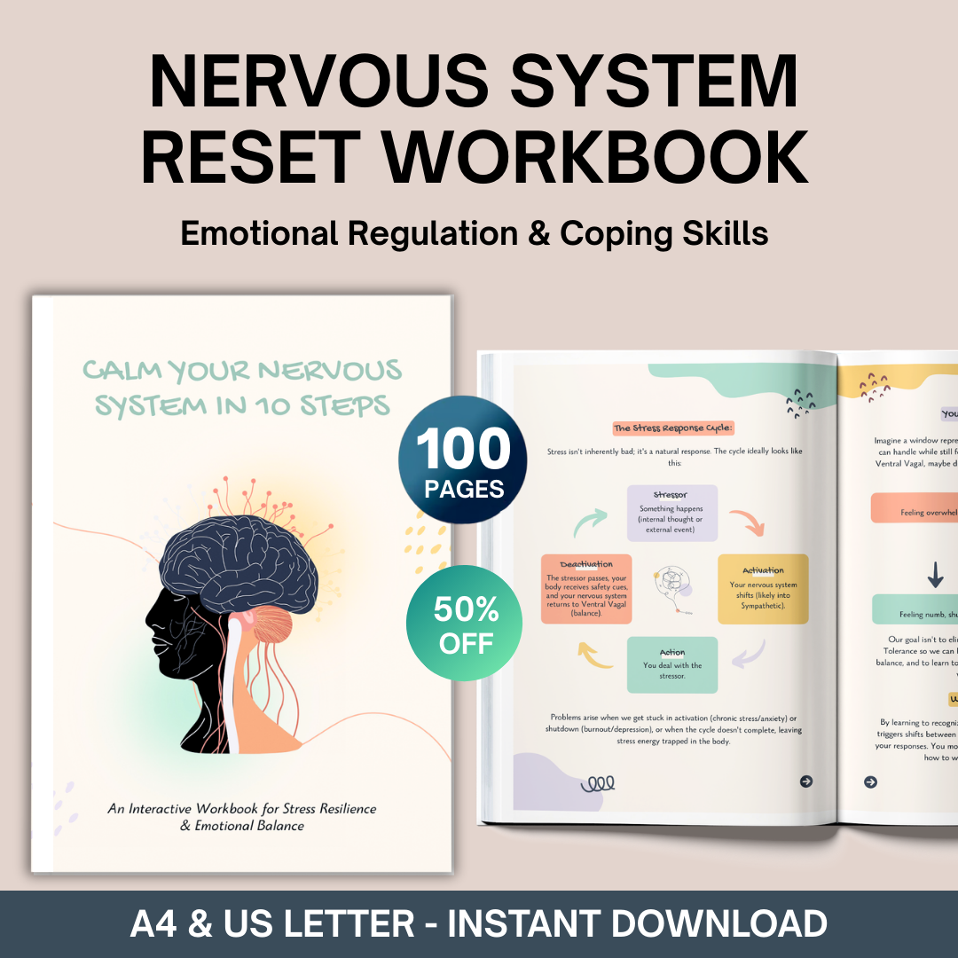 Calm & Clarity Facebook ad: 50% OFF - Nervous System Reset Workbook
