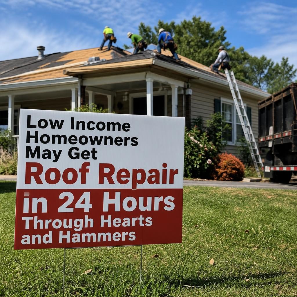 Happy Path Forward Facebook ad: Low Income Homeowners May Get Roof Repair in 24 Hours…