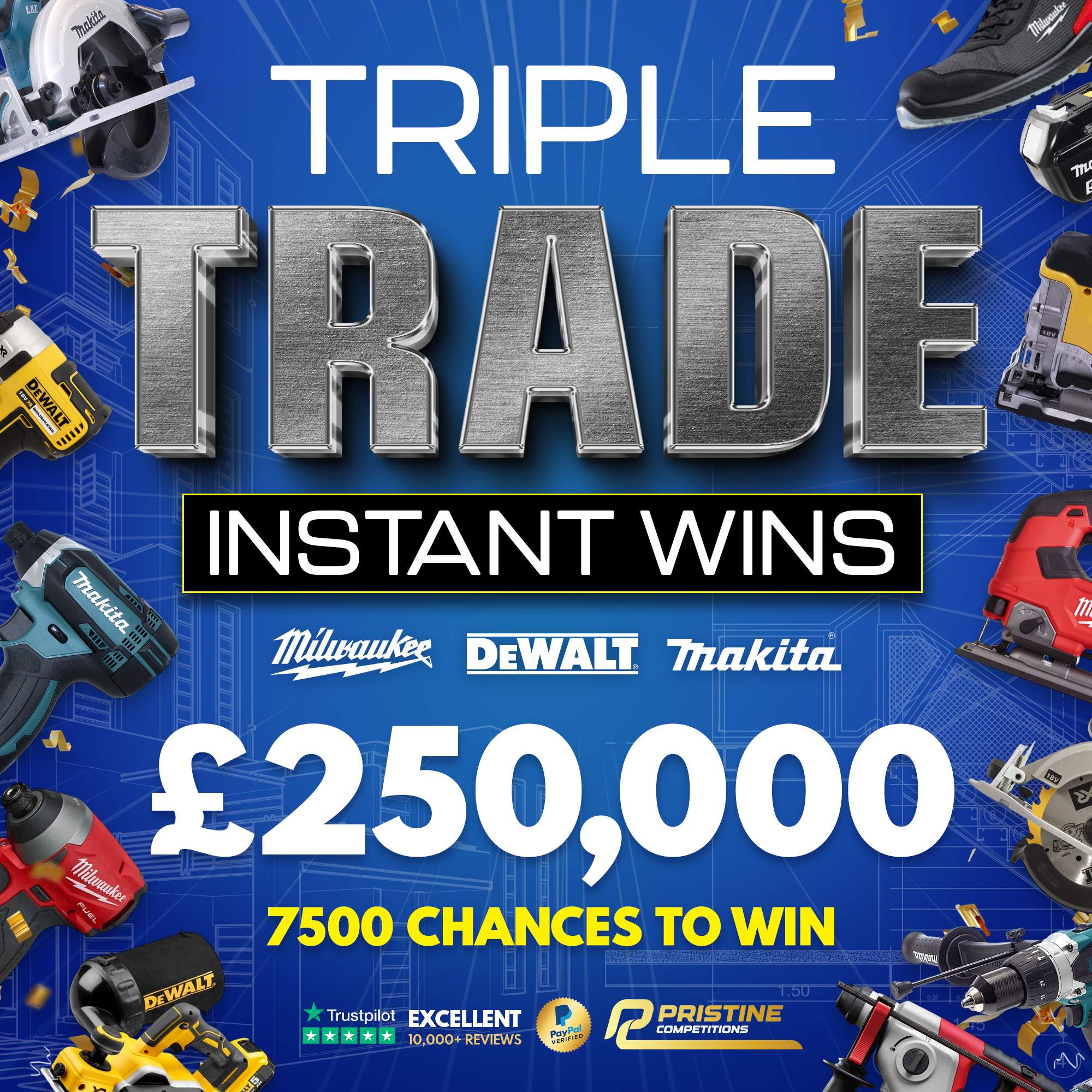 Pristine Competitions UK Facebook ad: 7500 CHANCES TO WIN