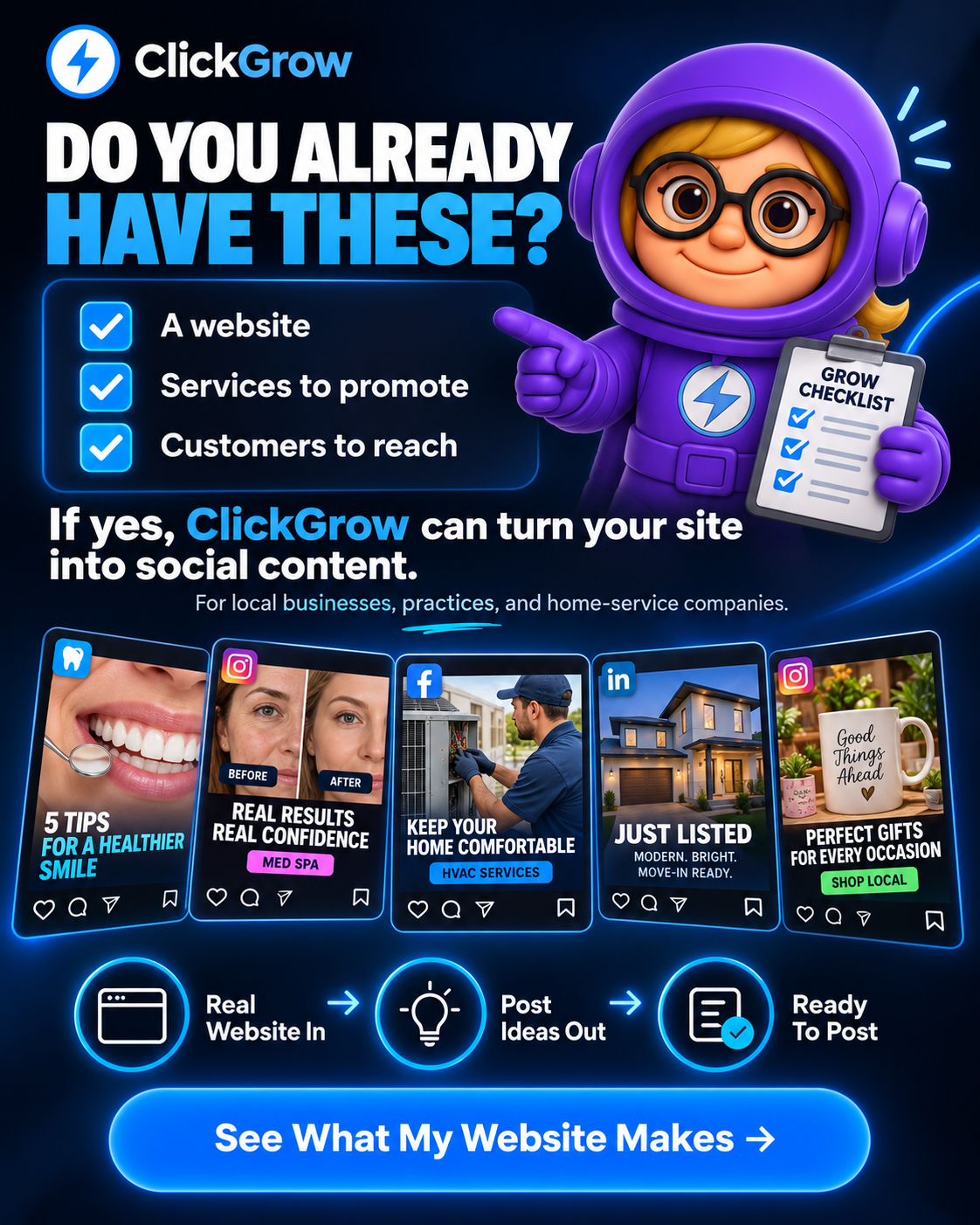 ClickGrow AI Facebook ad: Do you have these three?
