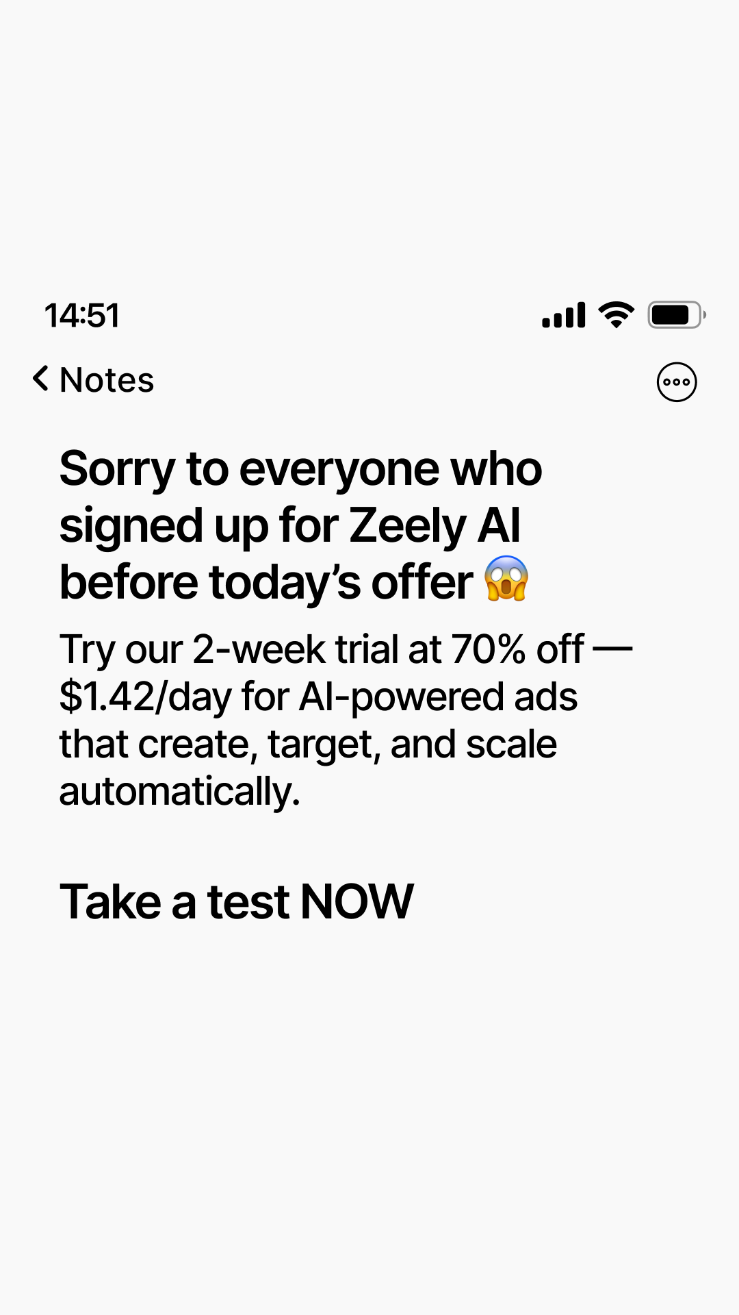Olivia Bennett Facebook ad