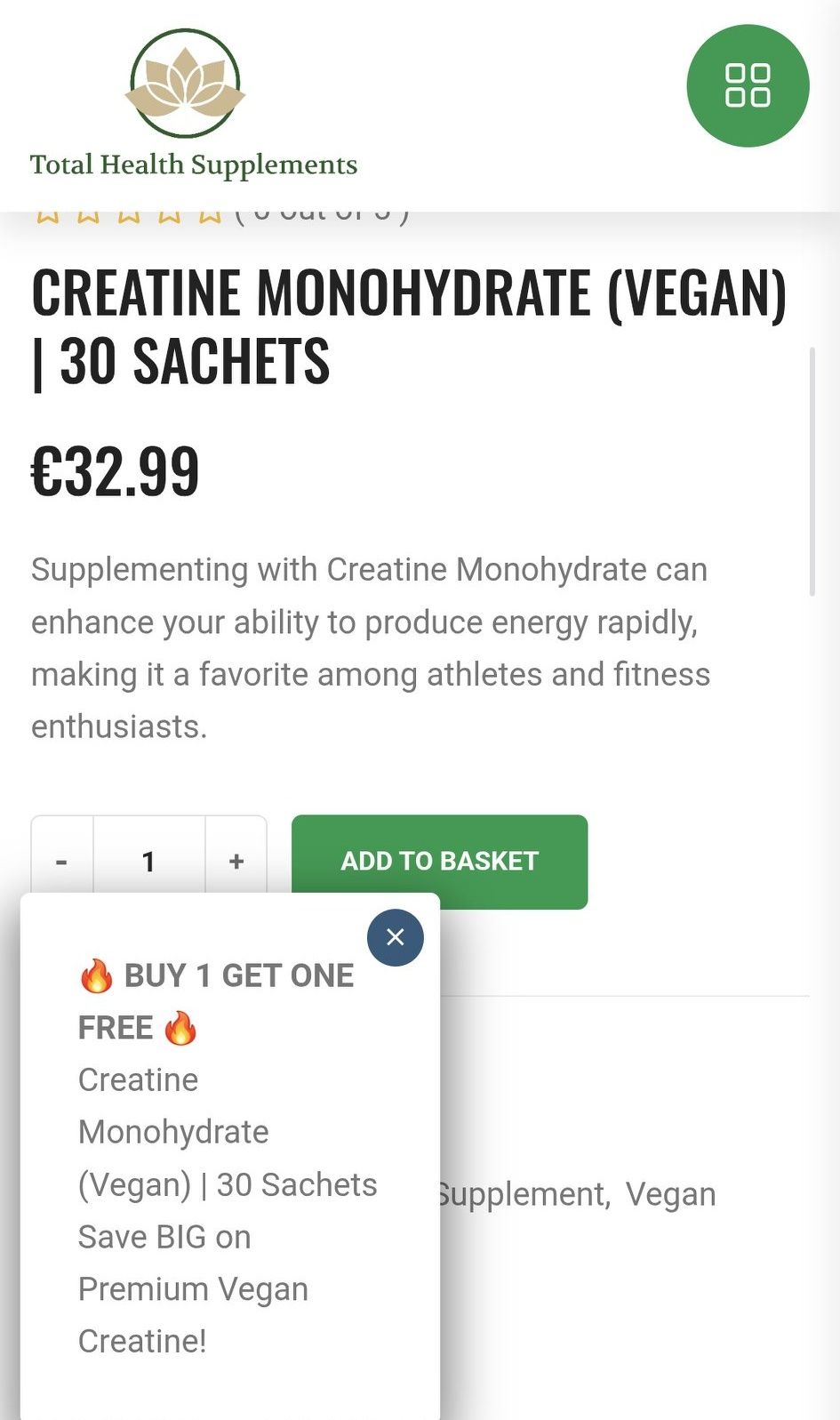 Total Health Supplements Facebook ad: Head over to www.totalhealthsupplements.ie for BUY ONE GET…