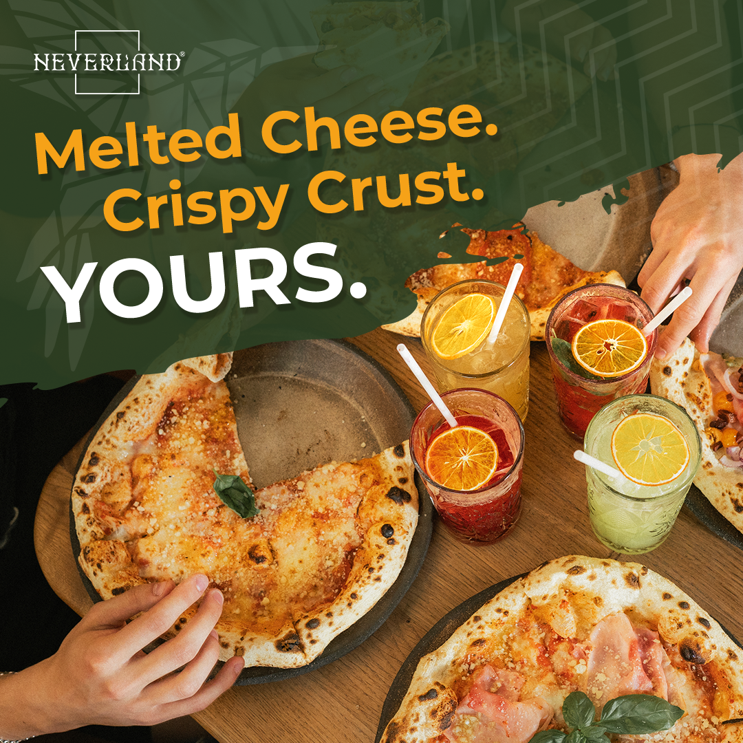 Neverland Bar • Escape Room • Pizzeria Facebook ad: I'll take a bite!