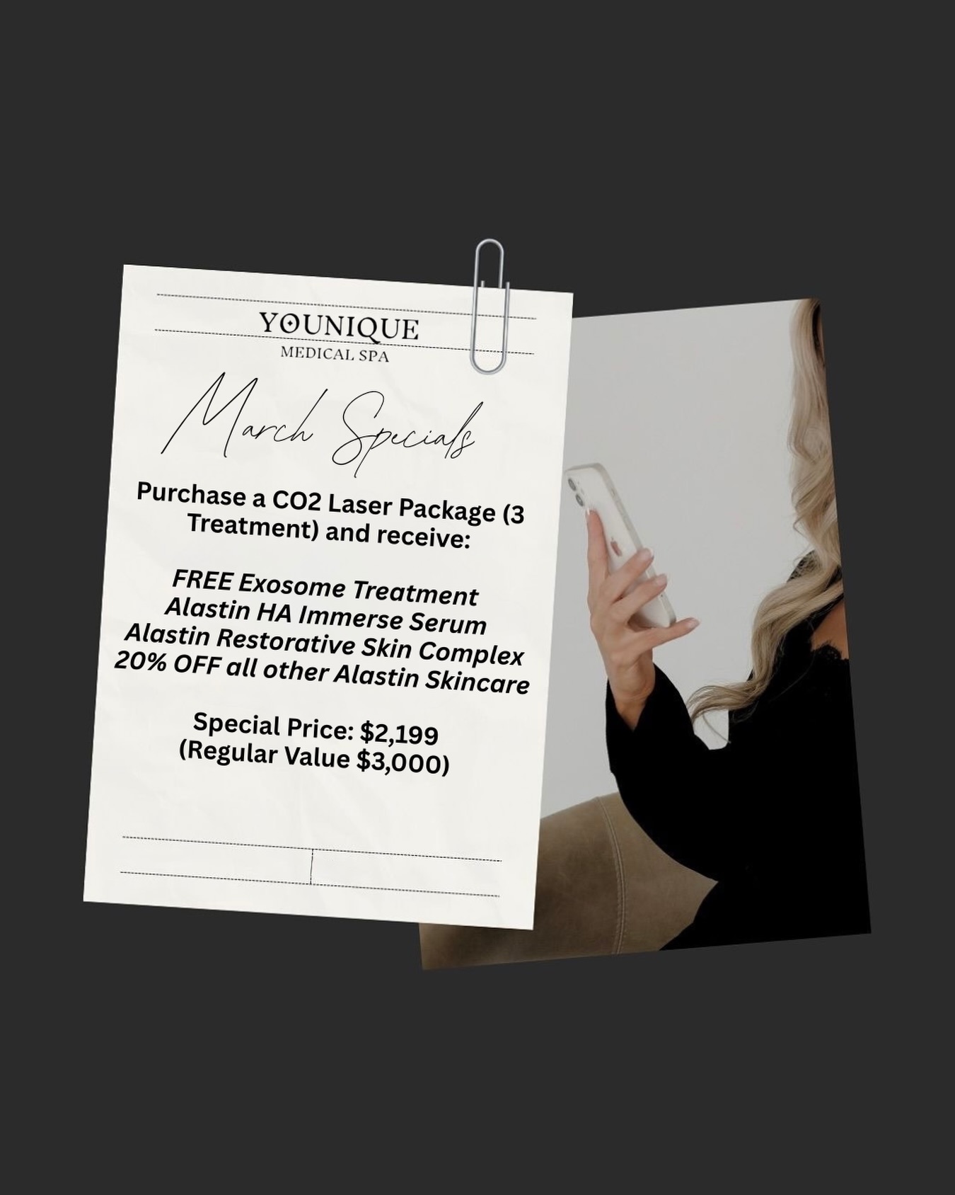 Younique Medical Spa Facebook ad: March Special at Younique