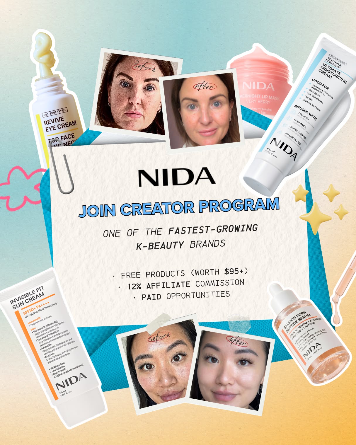 NIDA Skincare Facebook ad: Are you a skincare content creator?