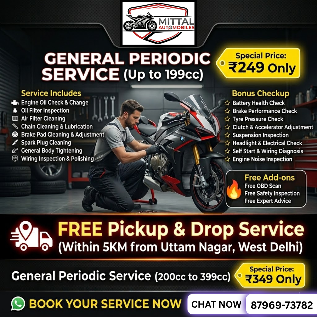 Mittal Automobiles Facebook ad: Bike Service @ ₹249 Only, Book Now