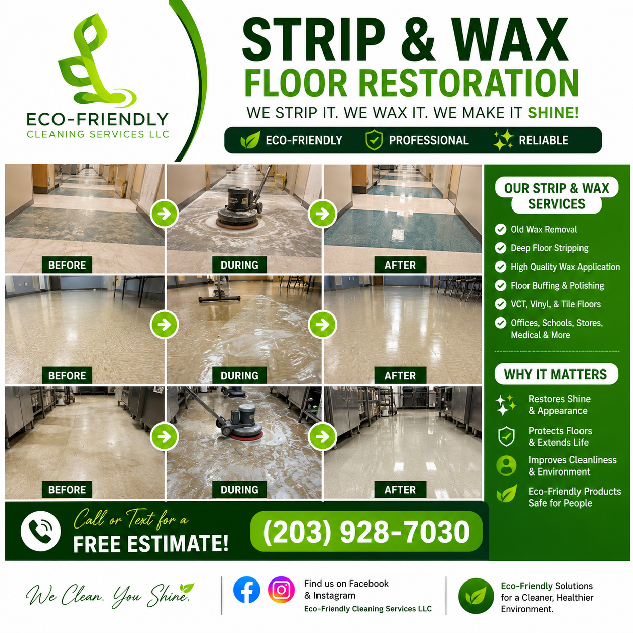 Eco-Friendly Cleaning Services LLC Facebook ad: TRANSFORMATION COMPLETE!