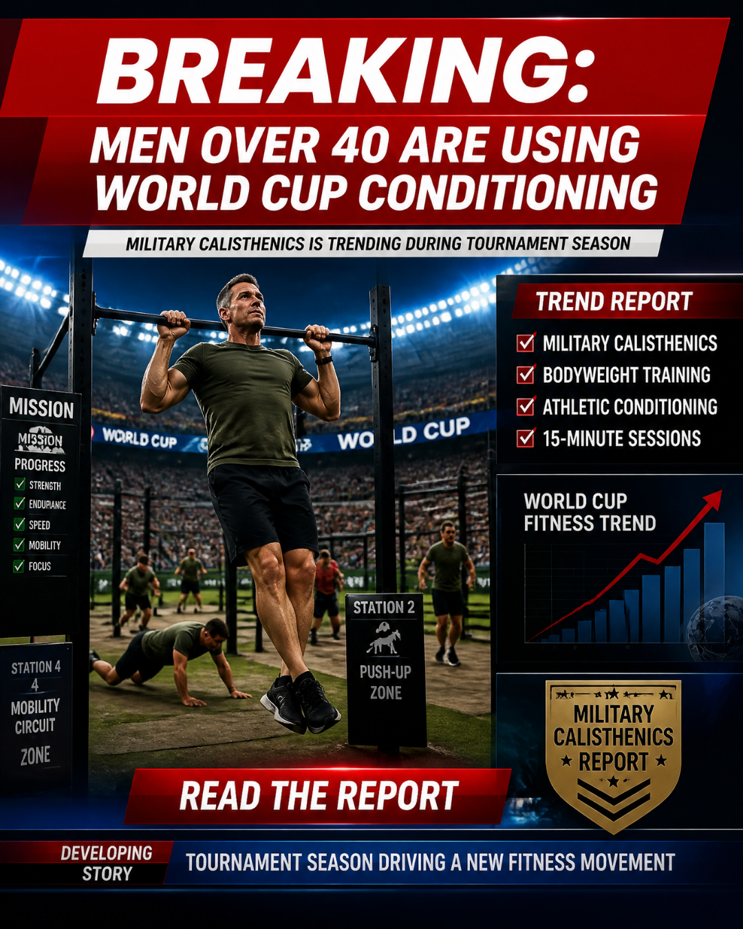 Military Calisthenics For Men Facebook ad from Jun 6, 2026