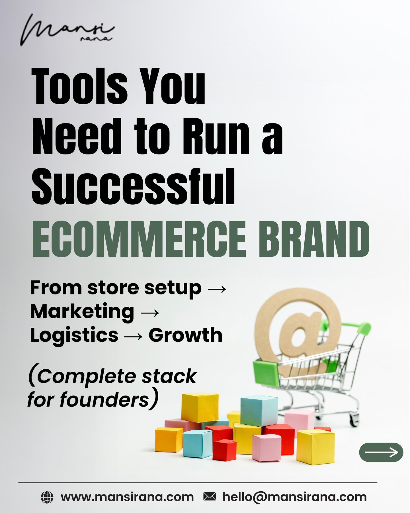 Mansi Rana Facebook ad: We live and breathe ecommerce.