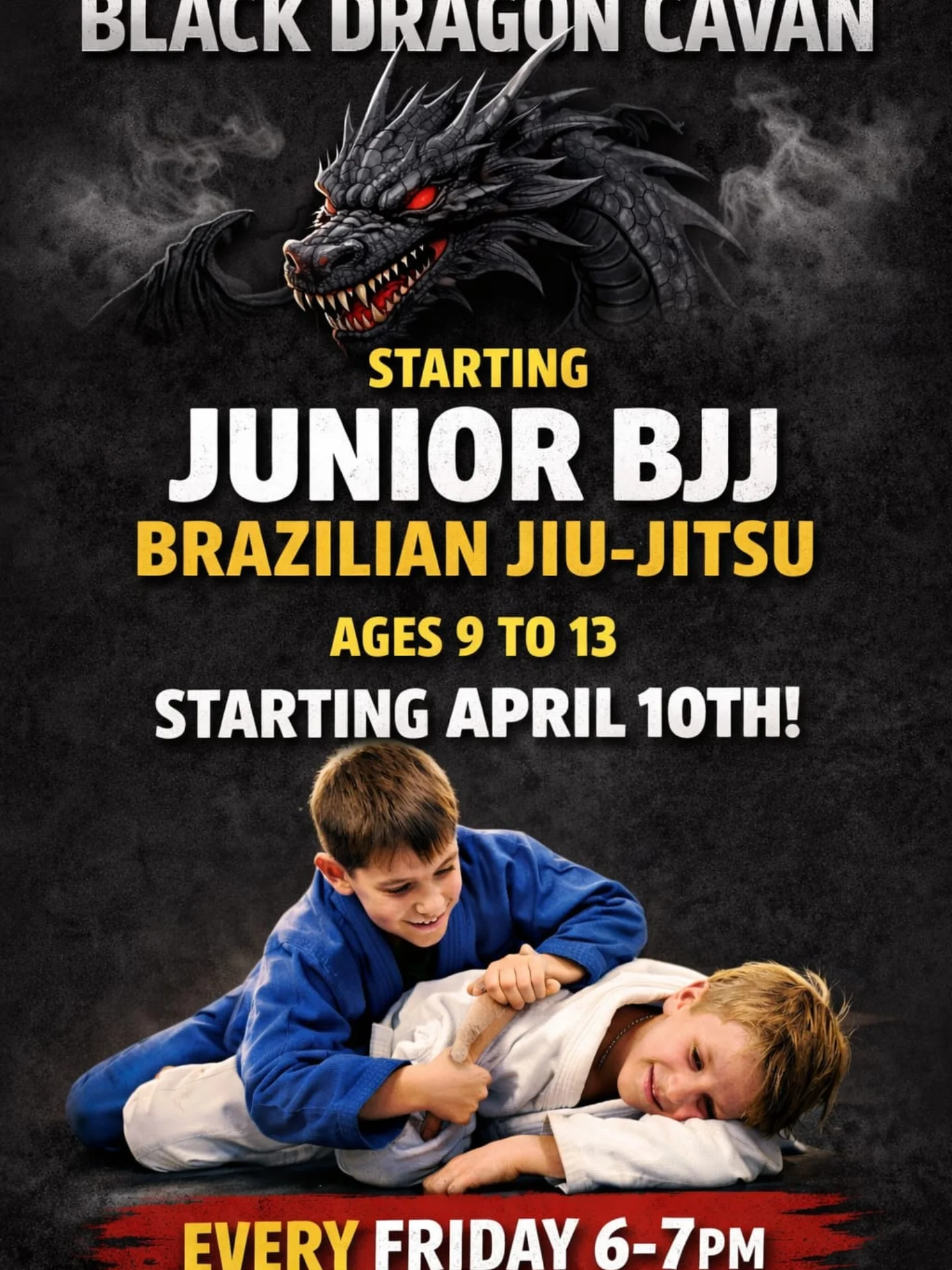 Blackdragons Cavan Kickboxing/BJJ Facebook ad: Black Dragon Cavan, Brazilian Jiu-Jitsu for Kids (Ages…