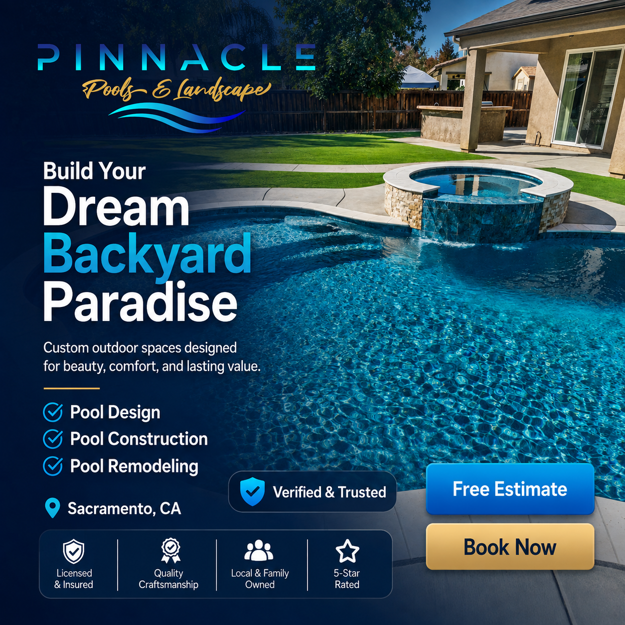 Pinnacle Pools and Landscape Facebook ad: Get Free Estimate