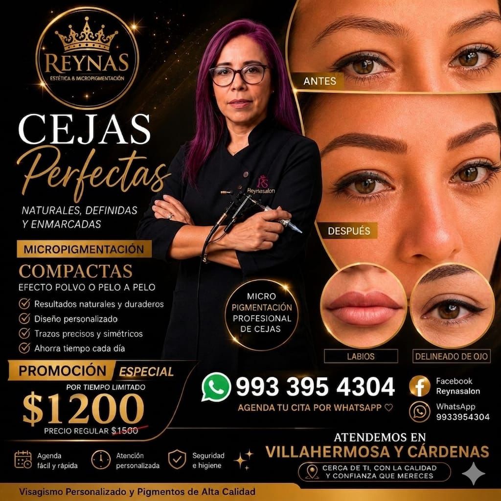 ReynaSalon Facebook ad: MICROPIGMENTACIÓN DE CEJAS y LABIOS$1200