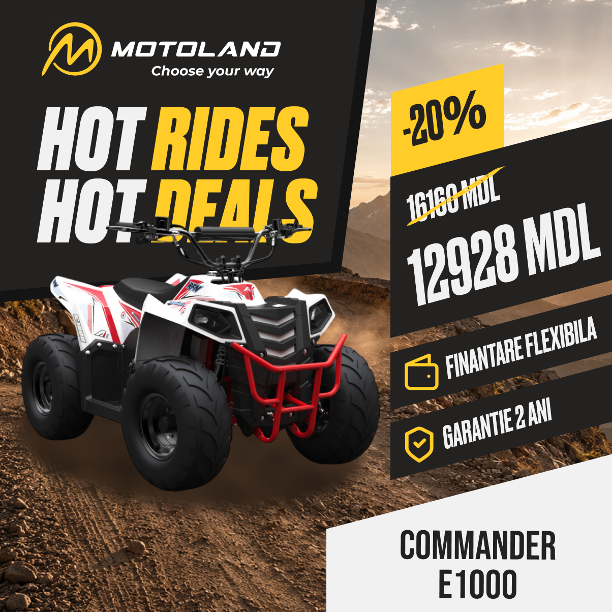 MOTOLAND Facebook ad: Profită de oferta MOTOLAND: GEON Commander E1000 la…