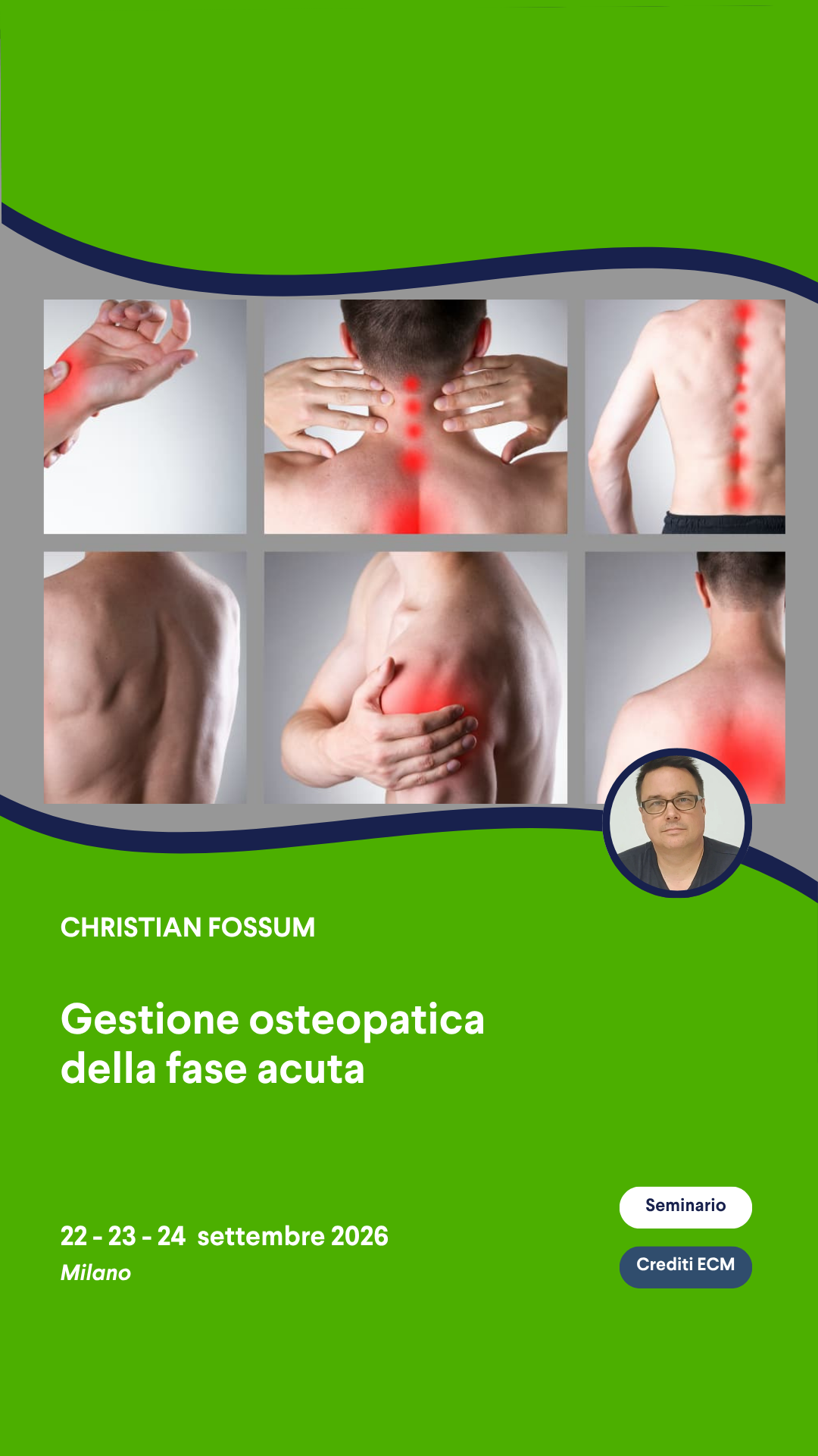 Advanced Osteopathy Institute Facebook ad: Davanti a un paziente con dolore acuto, hai…