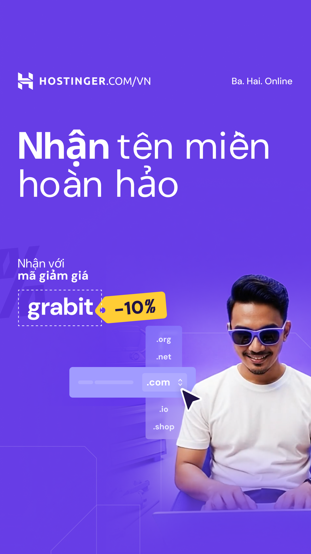Hostinger Facebook ad: Nổi bật với tên miền độc đáo