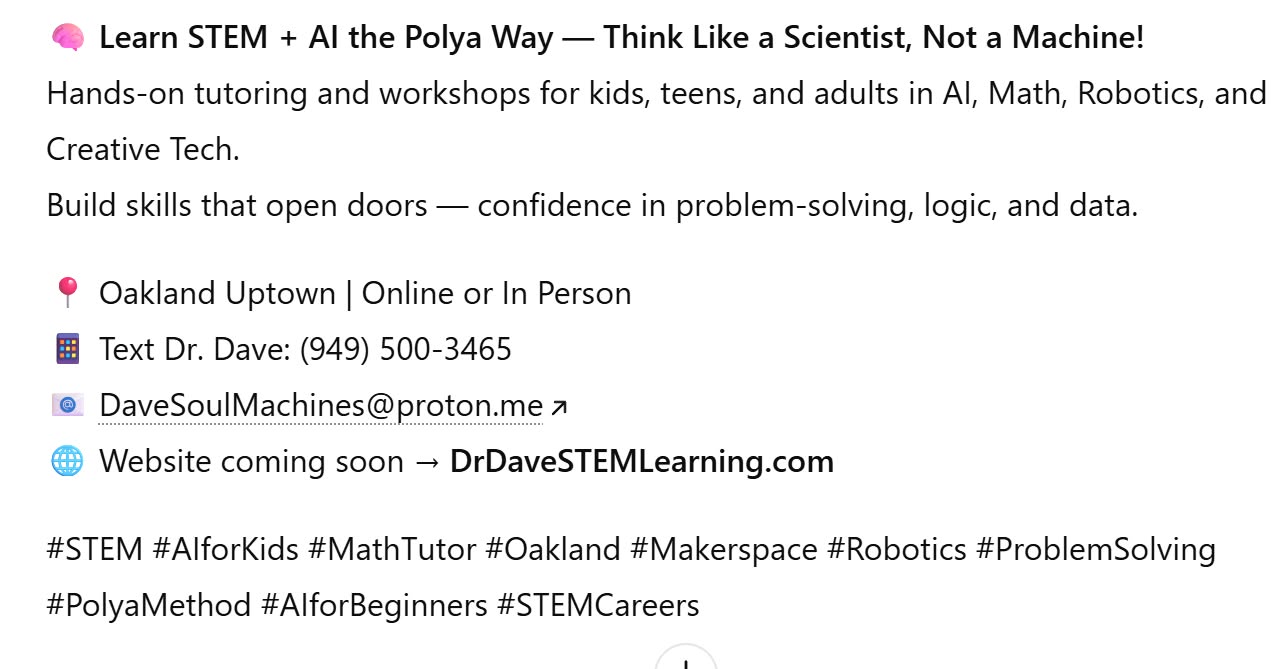Numbers & Bow-Ties & Cowboy Hats Facebook ad: STEM + AI Tutoring