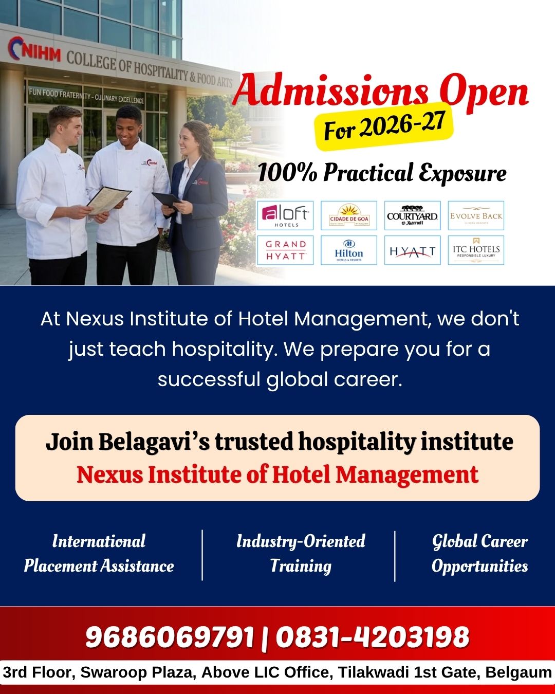 Nexus Institute of Hotel Management & Catering Technology Facebook ad: YOUR HOSPITALITY CAREER CAN TAKE YOU AROUND THE…