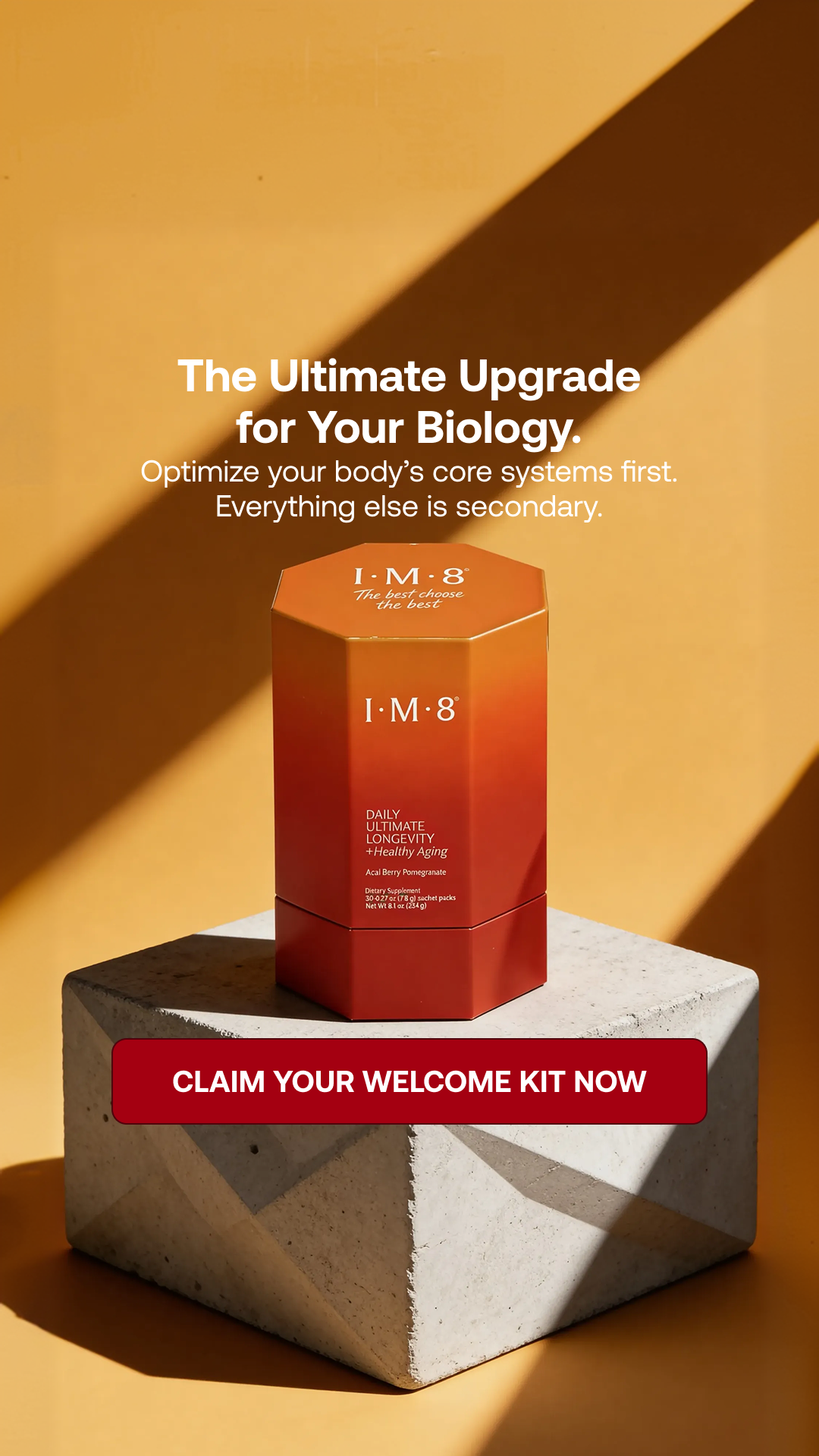 IM8 Global Facebook ad: Aging is Natural. Slowing Down Doesn't Have To Be.