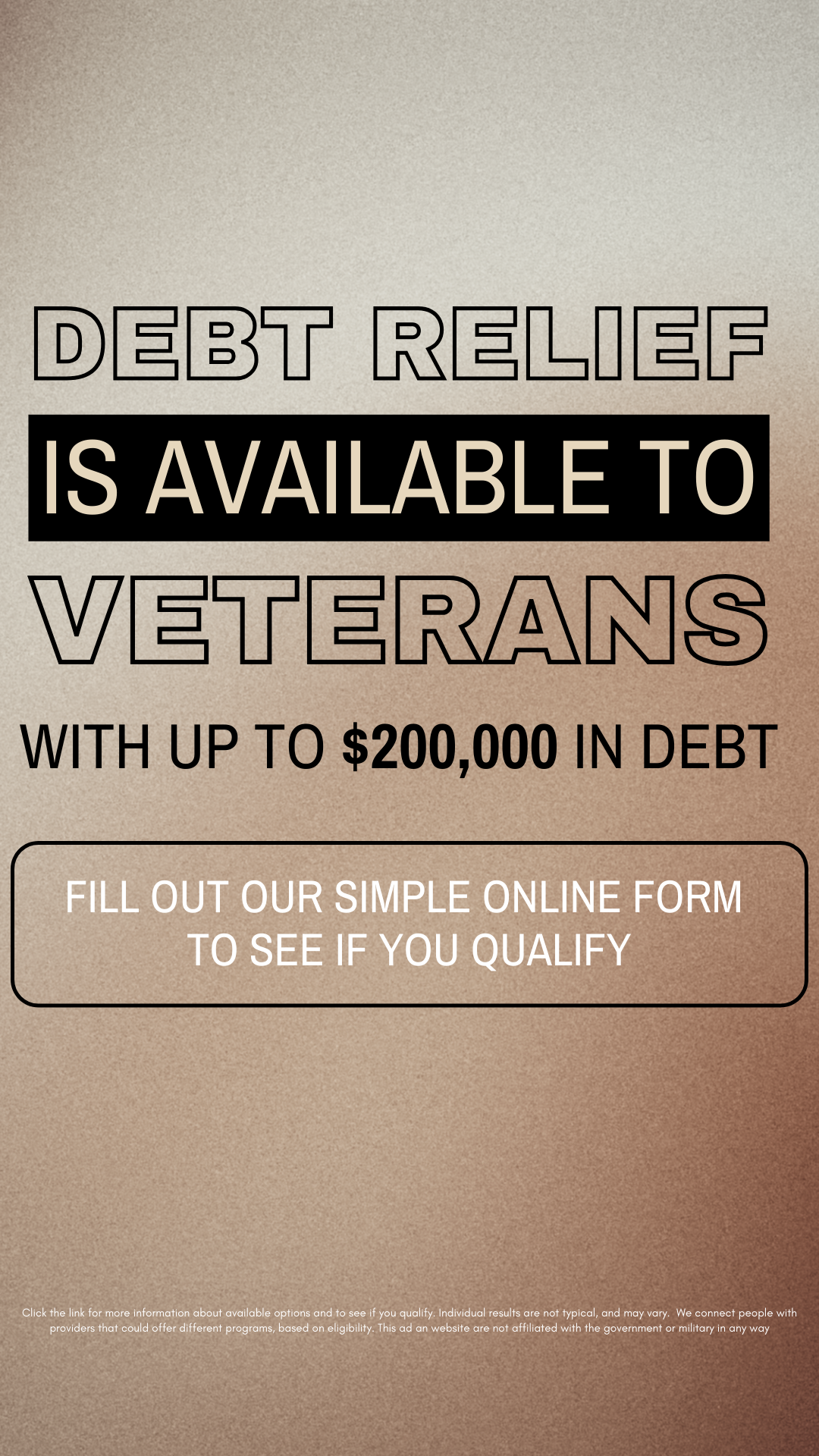 Veteran Debt Assistance Facebook ad