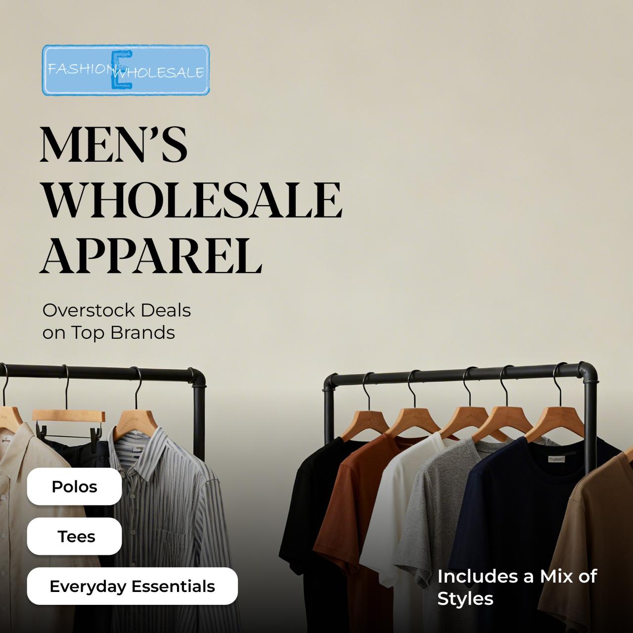 efashionwholesale.com Facebook ad: Men's Wholesale Clothing, Top Brands, Bulk Lots &…