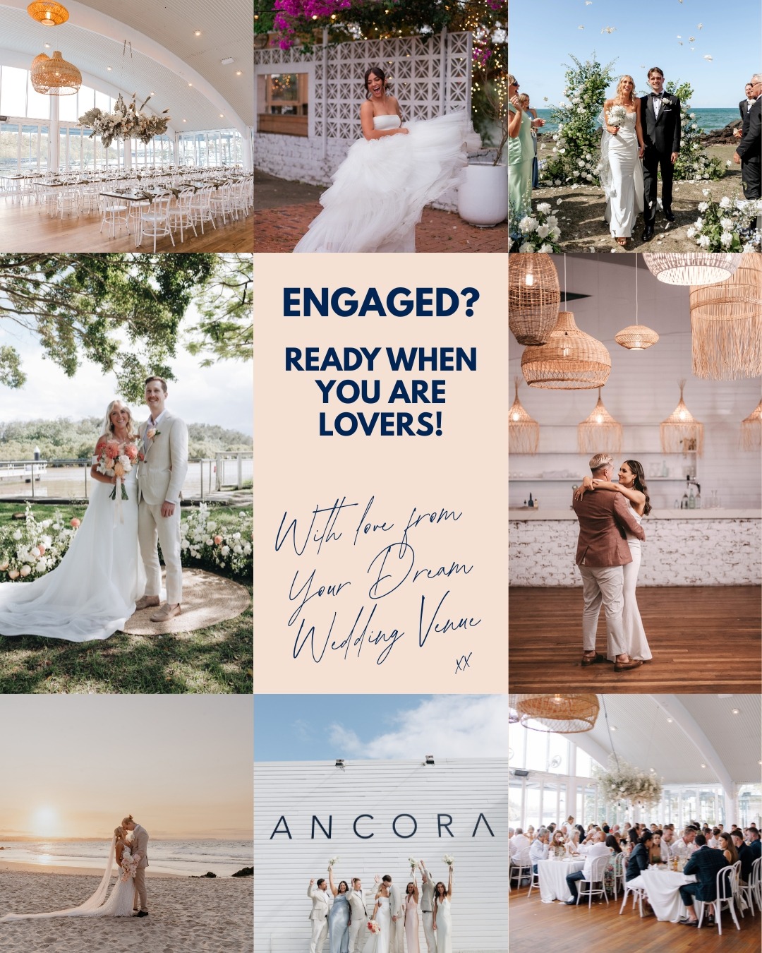 Ancora - Weddings Facebook ad: Engaged? We’re ready when you are lovers!