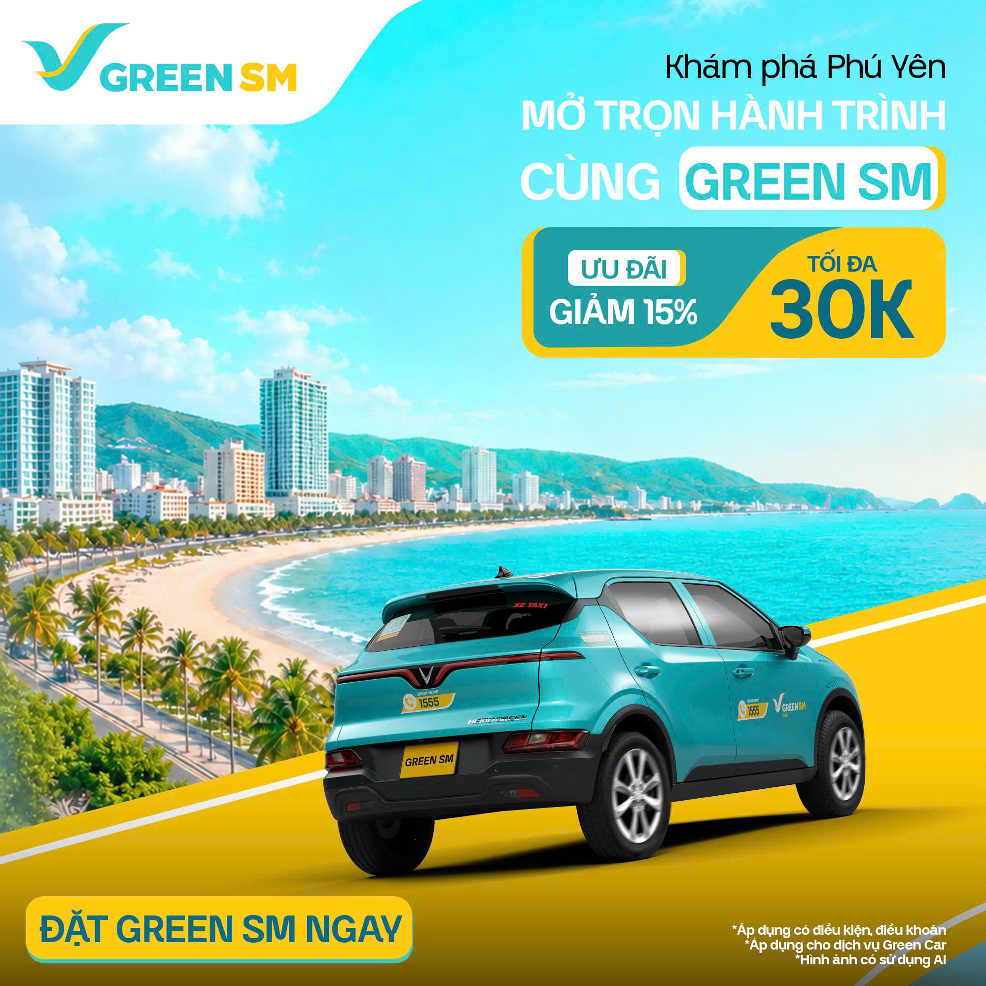 Green SM Facebook ad: TRỜI ĐỔ CƠN MƯA, CÓ GREEN CAR ĐÓN…